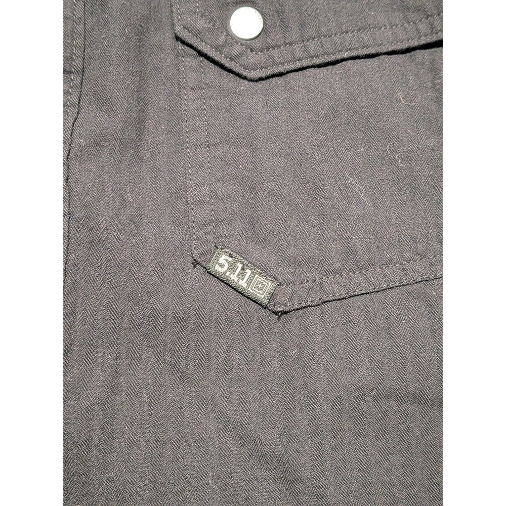 5.11 Tactical Men's Black Metal Snap Button Short Sleeve Shirt Size Medium - Picture 3 of 7